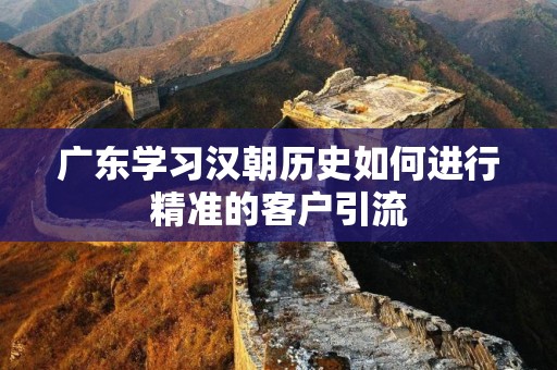 广东学习汉朝历史如何进行精准的客户引流
