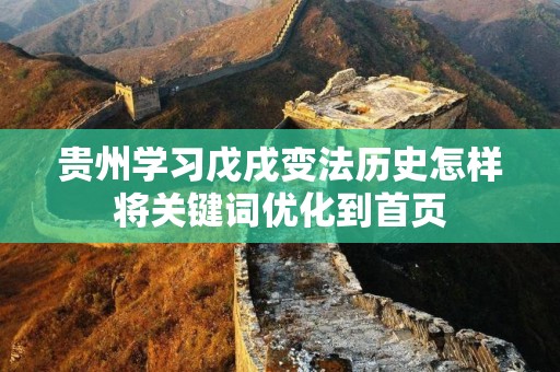 贵州学习戊戌变法历史怎样将关键词优化到首页