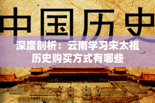 深度剖析：云南学习宋太祖历史购买方式有哪些